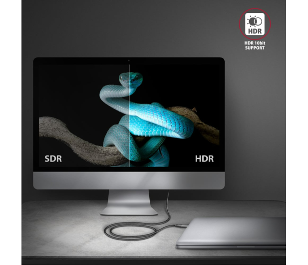 AXAGON RVC-HI2MC, USB-C - HDMI 2.0a kabel 1.8m, 4K/60Hz HDR10 - 1353447 - zdjęcie 2